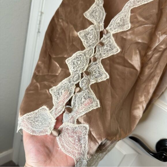 VTG Victoria’s Secret Gold Label Tan Creme Lace Corset Top Sz L Equestrian Retro - Picture 2 of 7